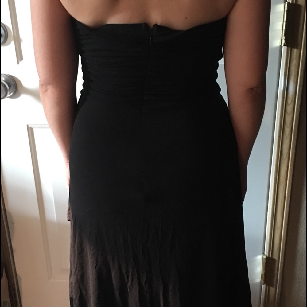 Black stretchy strapless midi dress - Picture 2 of 8